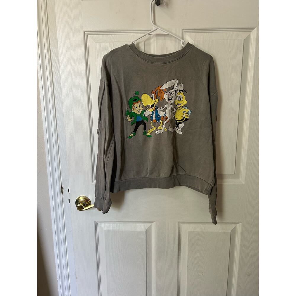 General Mills sweatshirt.